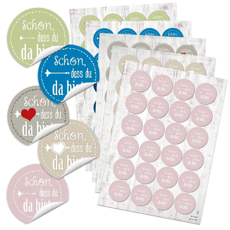 5 x 24 selbstklebende Sticker SCHÖN DASS DU DA BIST