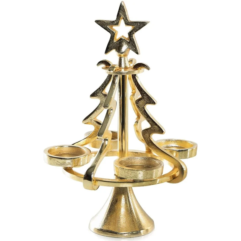 Weihnachtsbaum Figur für 4 Kerzen - gold zum Hinstellen