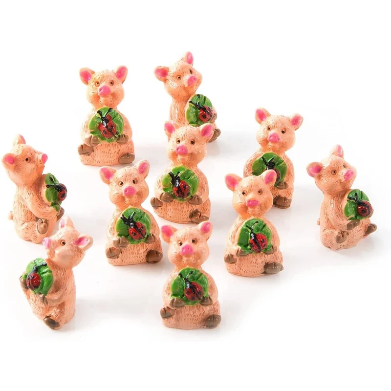 10 kleine Glücksschweine in rosa grün - 2,5 cm