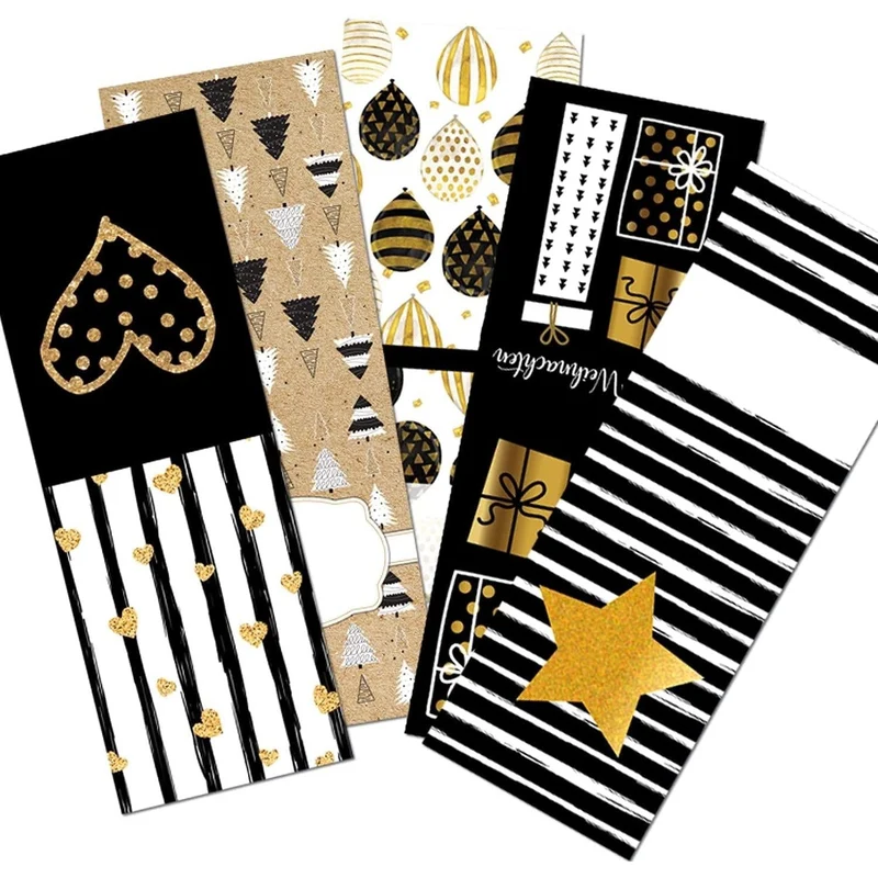 Geschenkaufkleber Set - 5 x 10 Aufkleber schwarz gold weiß