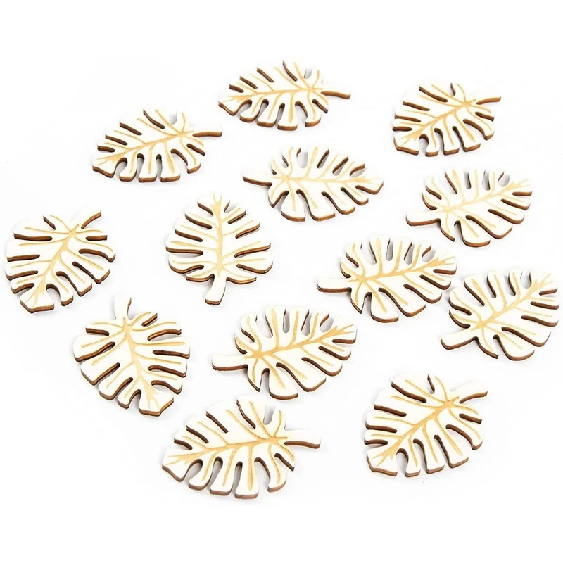12 kleine Blätter aus Holz - Monstera Blatt Deko zum Streuen 6 cm