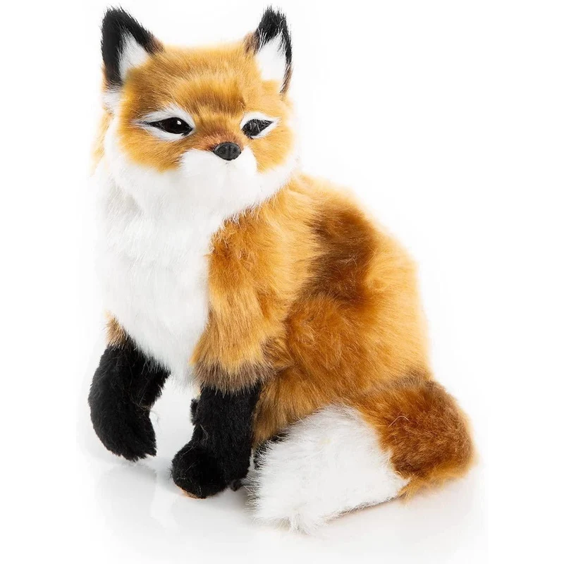 Fuchsfigur zum Hinstellen - braun weiß schwarz mit Kunstfell