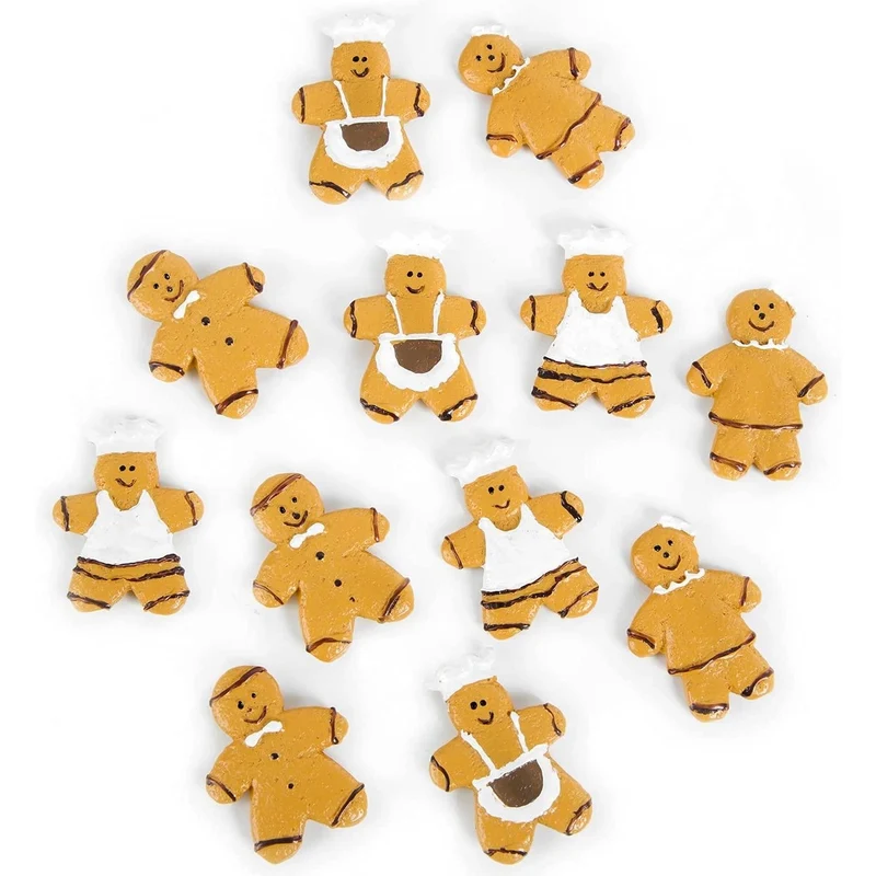 12 kleine Lebkuchen Streuteile - braun weiß aus Kunststein