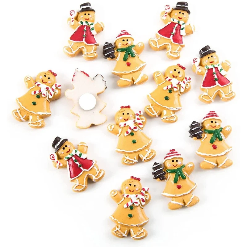 12 Mini Lebkuchen Tischdeko aus Kunststein braun bunt