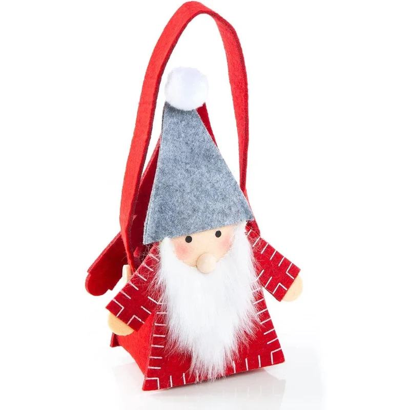2 Wichtel Taschen aus Filz rot weiß grau - Nikolaus Geschenktaschen Weihnachten