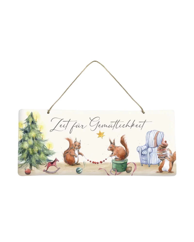 Metallschild weihnachtliches Eichhörnchen vom Grätz Verlag