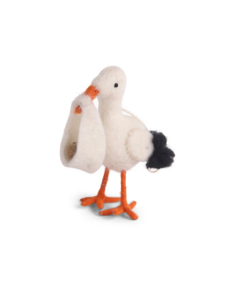Storch mit Baby Filzanhänger von Gry & Sif