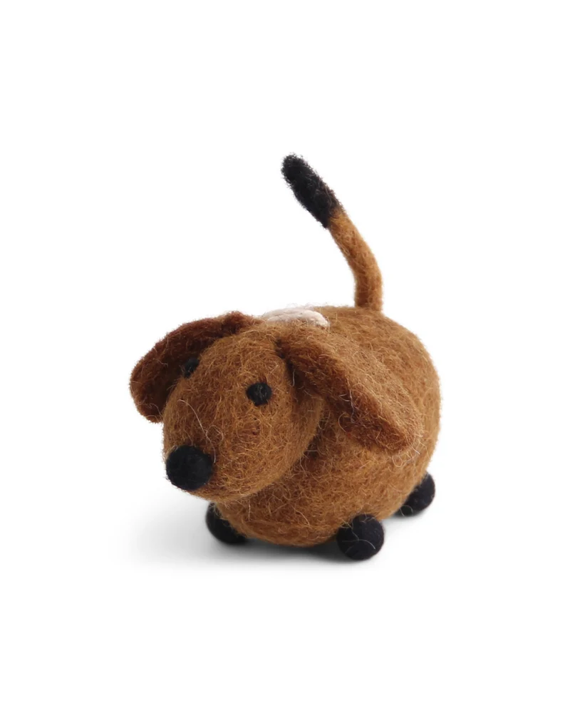 Brauner Hund Filzanhänger von Gry & Sif
