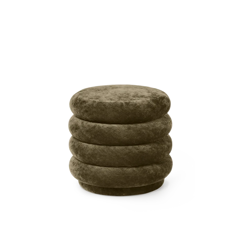 Pouf Round Faded Velvet Forest - fermLIVING