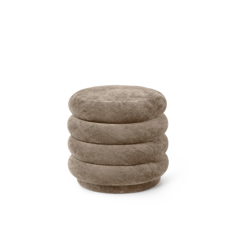 Pouf Round Faded Velvet Beige - fermLIVING