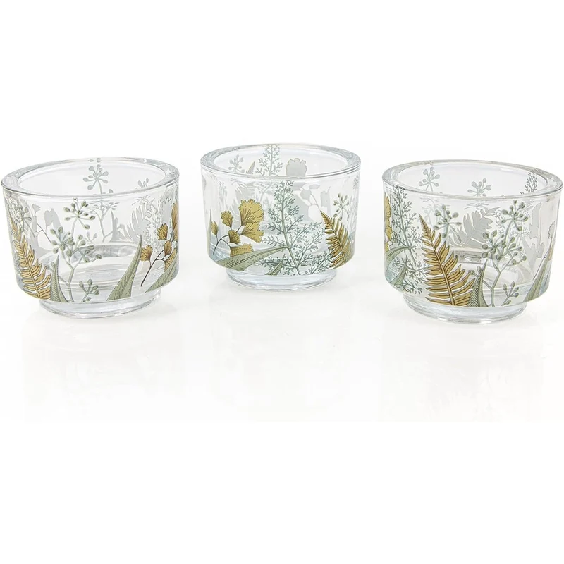 3 Teelichthalter aus Glas 7 x 9 cm
