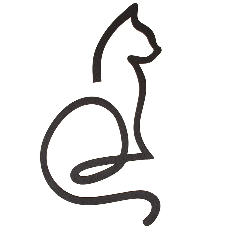 Katzen Silhouette Dekokatze aus Holz Türkranz One Line 29 cm