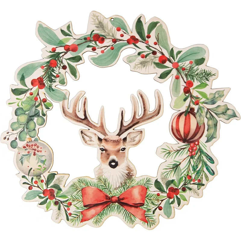 Weihnachtskranz für Tür & Wand Hirsch Mistel Ø 29 cm