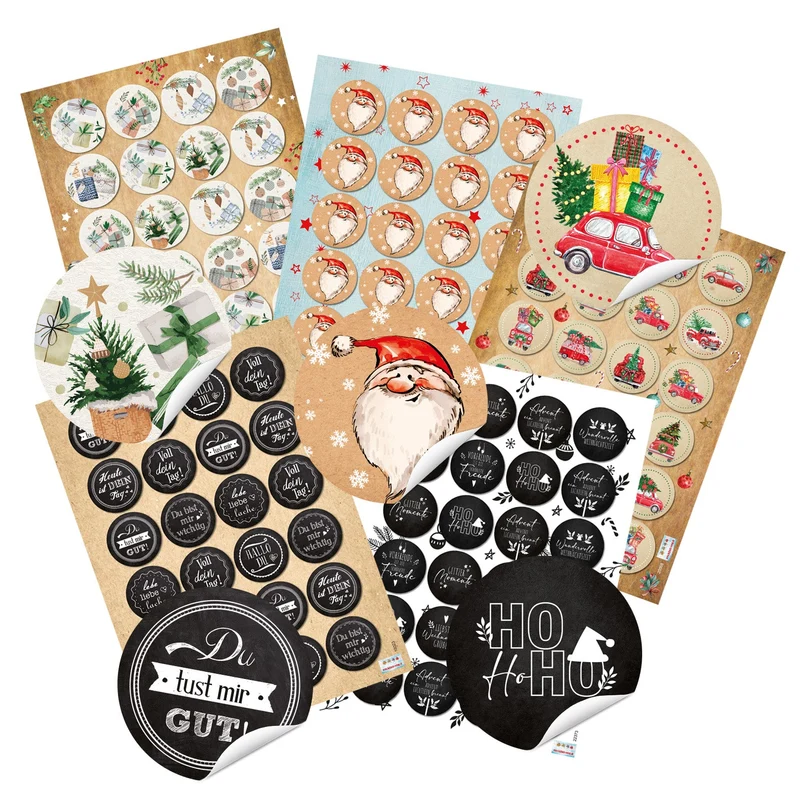 Logbuch-Verlag 120 Etiketten mit Sprüchen zu Weihnachten rund 4 cm als Aufkleber auf Geschenke