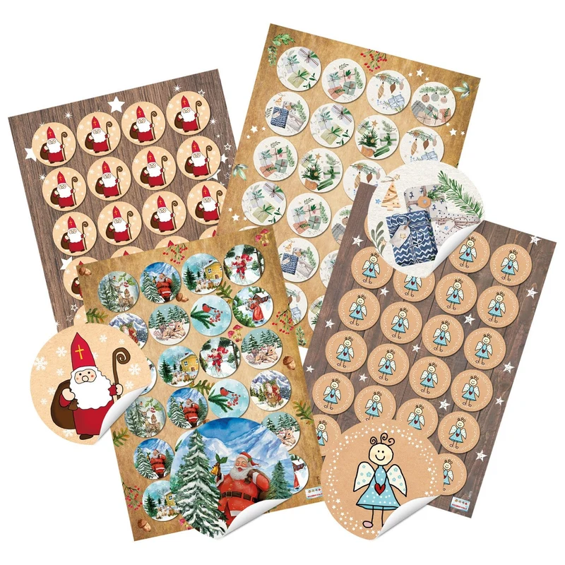 Logbuch-Verlag 96 weihnachtliche Sticker Etiketten zu Weihnachten als Geschenkaufkleber für Pakete und Karten