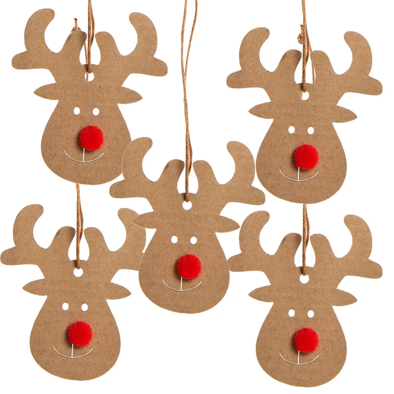 5 Rentier Anhänger Rudolph Weihnachtsdekoration 7 cm