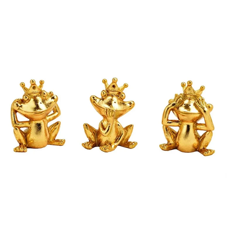 3 Frösche goldfarbene Dekofiguren Nichts hören sehen sagen 8 cm