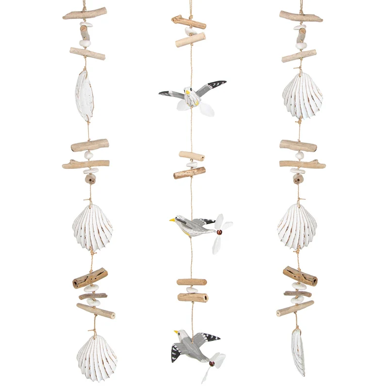 3 Anhänger Möwe Muscheln - Maritimes Deko Set 5 cm blau Natur