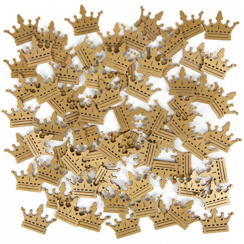 70 kleine mini Kronen Gold Streuteile Tischdeko 4 cm Holz Geburtstag