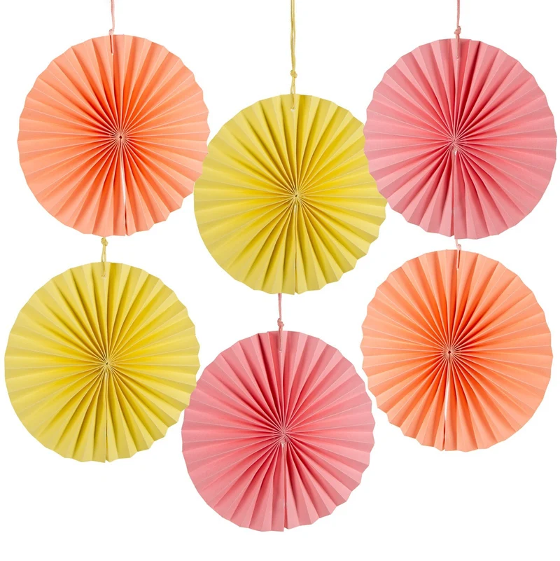 6 große Papierblumen mit Magnet Party Deko Garten 15 cm pink rosa gelb