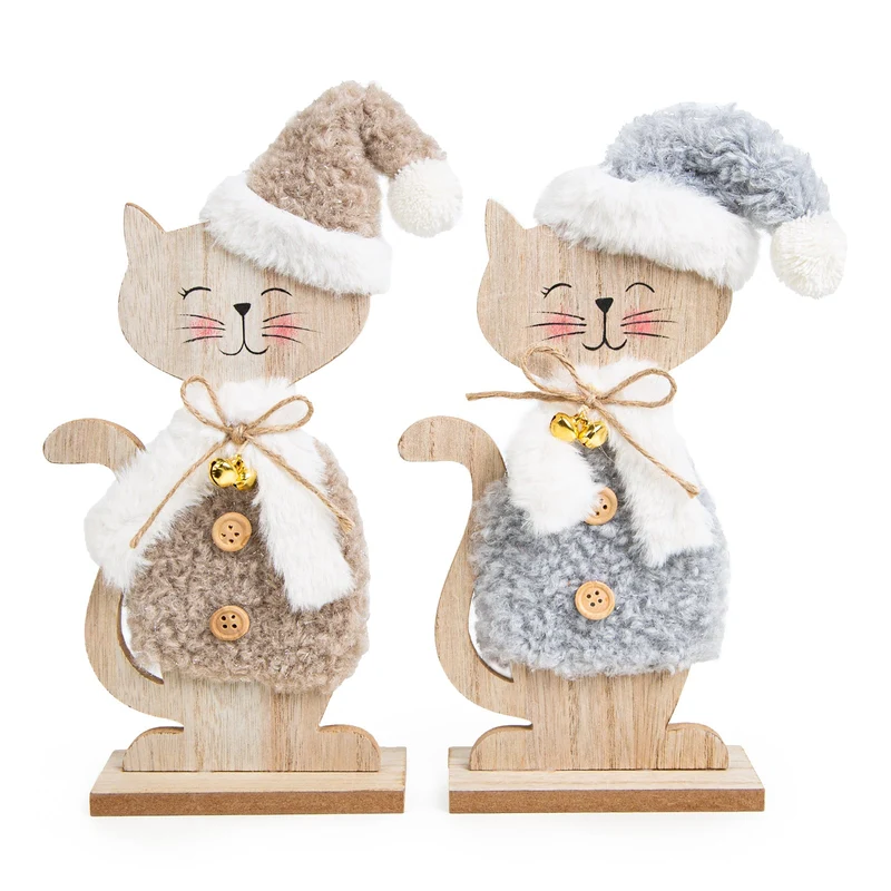 Weihnachtskatzen Set - 2 Katzen Figuren Weihnachten Dekofiguren 26,5 cm