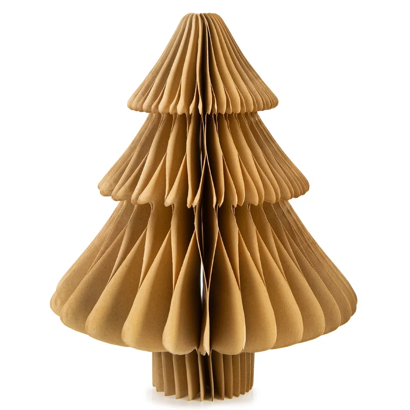 Papier Weihnachtsbaum Aufsteller - braun Gold Tischdekoration 14 x 18 cm