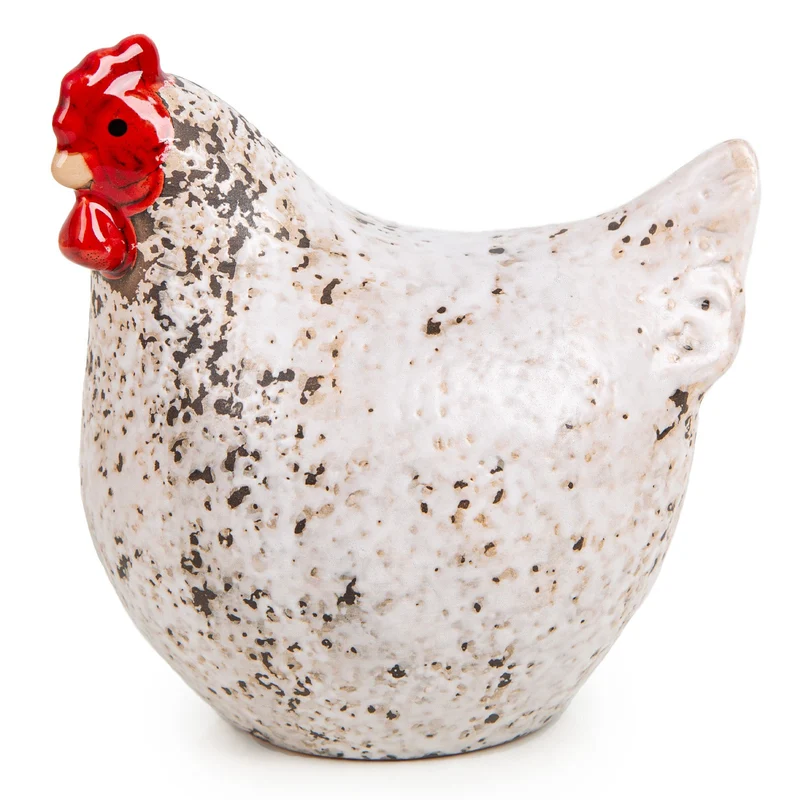 Huhn Dekofigur aus Keramik gesprenkelt - Moderne Osterdeko 14 cm