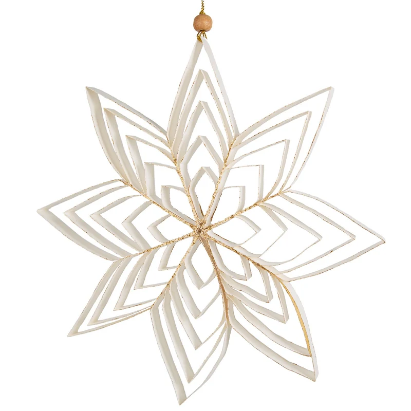 Großer Papierstern zum Aufhängen - weiß Gold 30 cm Fensterdekoration