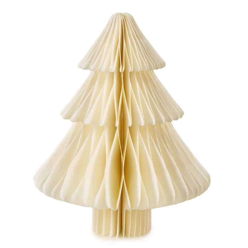 Cremefarbener Weihnachtsbaum aus Papier - Honeycomb weiß creme 18 cm