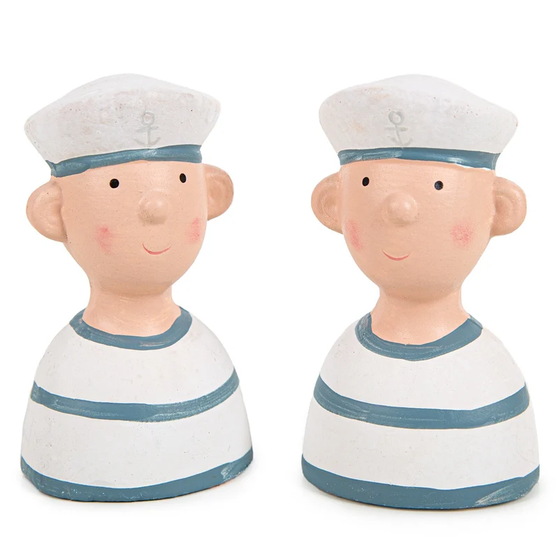 2 Matrosen Figuren blau weiß - maritime Dekofiguren 10,5 cm