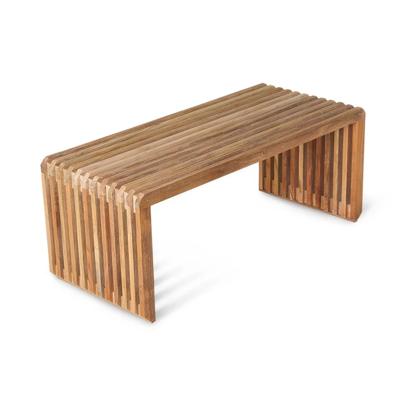 HKliving Sitzbank 'Slatted Bench' – Moderne Teakholz Bank