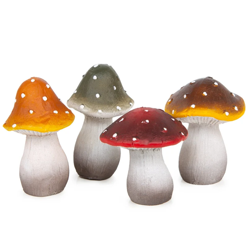 Logbuch-Verlag 4 Pilz Figuren bunte Waldpilze Herbstdekoration Wald Herbst Deko 5 x 7 cm