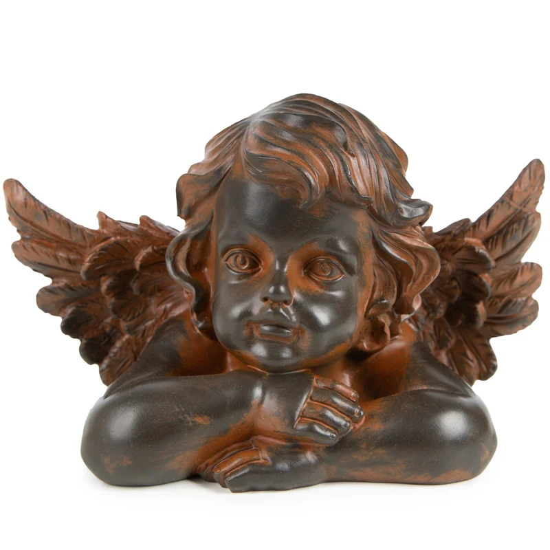 Logbuch-Verlag Große Engel Figur Büste 16 x 26 cm als Grabengel und Grabdeko aus frostsicherem Kunststoff Farbe wie Bronze