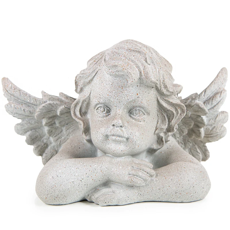 Engelfigur 16 x 26 cm als Grabdekoration oder als Schutzengel aus Kunststoff