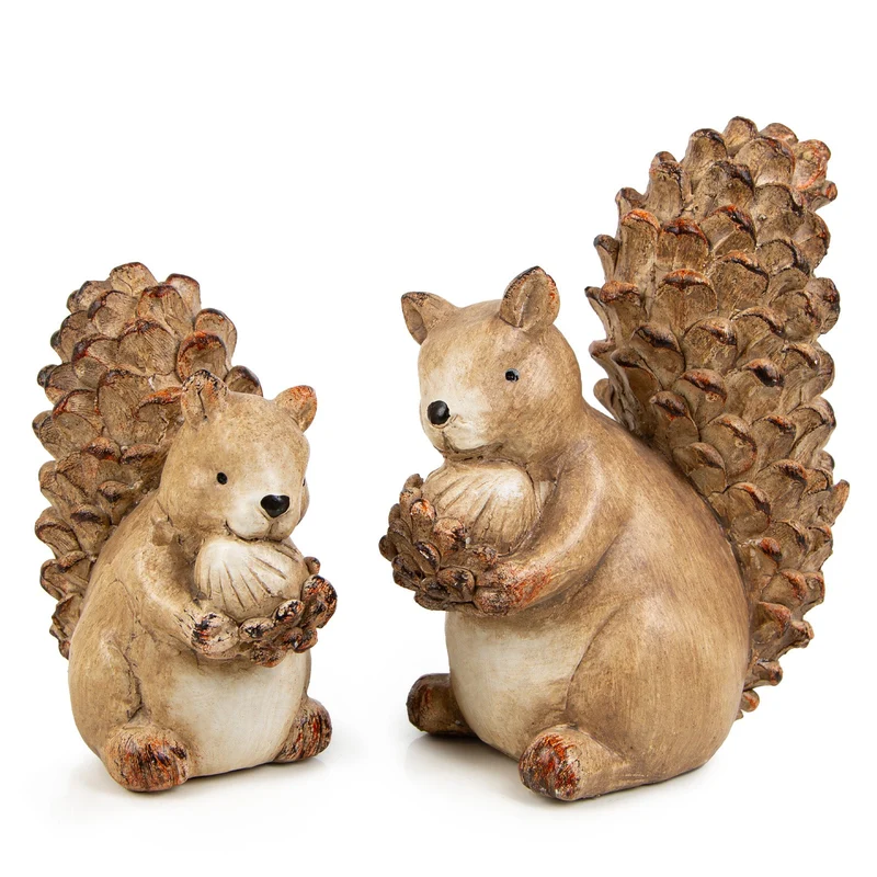 Eichhörnchen-Set Dekofiguren Herbstdeko Gartendeko braun Natur