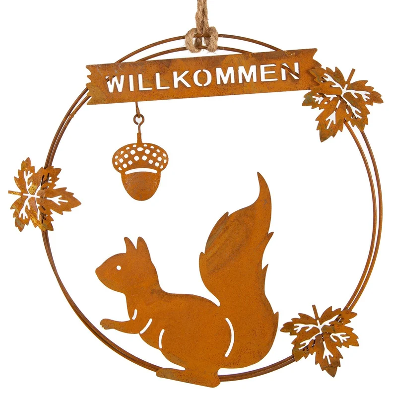 Logbuch-Verlag Herbstlicher Willkommen Türkranz 20 cm Herbstkranz mit Schnur Eichhörnchen zum Aufhängen an die Türe
