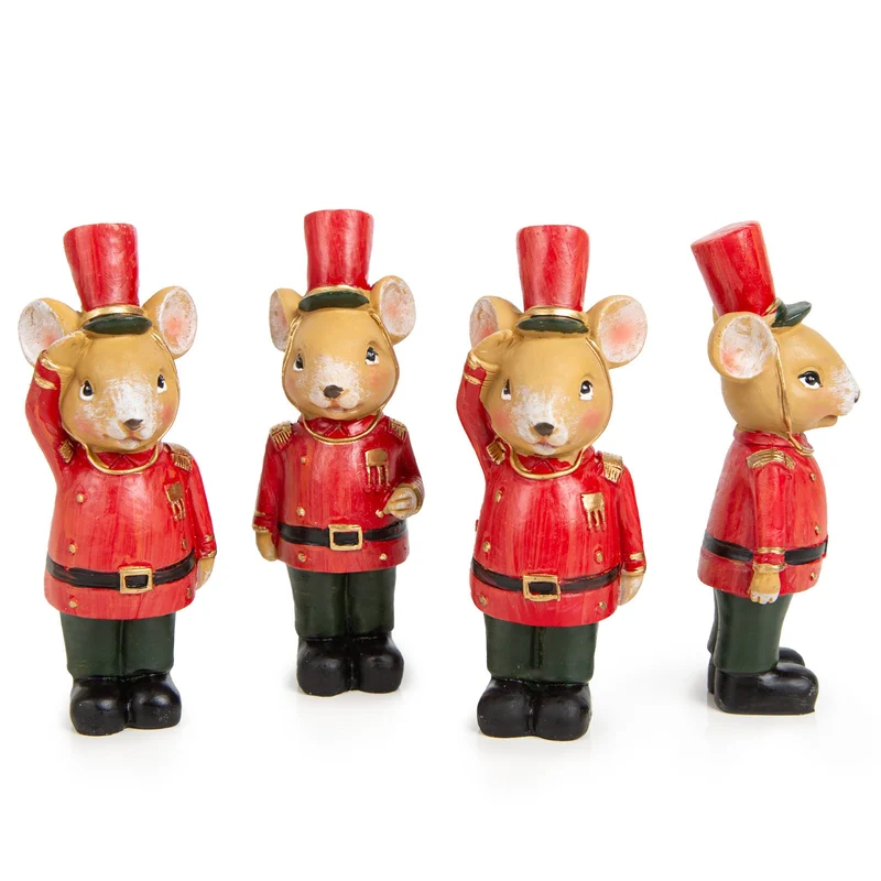 Logbuch-Verlag 4 rote Weihnachtsmäuse Gold Deko Weihnachten Figuren mit 11 cm kurios