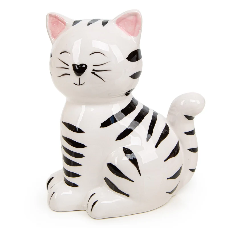 Logbuch-Verlag Katze Spardose aus Keramik schwarz weiß Geschenk Mädchen Geldgeschenk Katzenliebhaber 18 cm