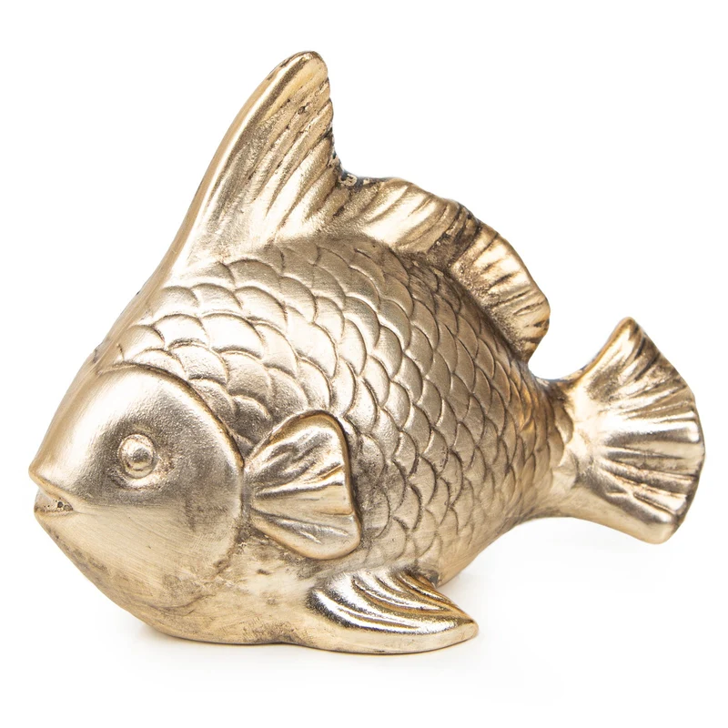 Logbuch-Verlag Deko Fisch zum Hinstellen Goldfisch aus Keramik Gold maritimes Deko Geschenk als Glücksbringer 17 x 13 cm