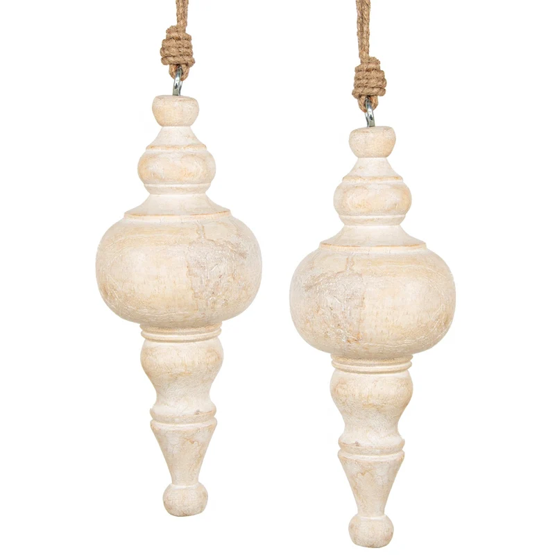 Logbuch-Verlag 2 Holzkugeln Anhänger 19 cm Quasten Kugeln aus Holz als Seil Halter Gardienen Schals Weihnachten Deko