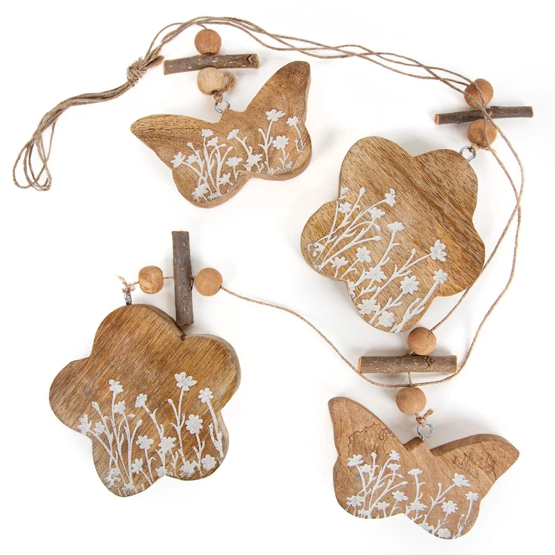 Logbuch-Verlag Blumen Holz Anhänger 80 cm Deko Girlande für Herbst Frühling Sommer aus Massivholz