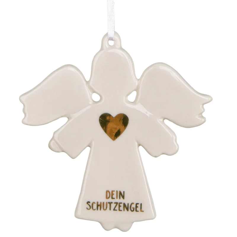 Logbuch-Verlag Dein Schutzengel Anhänger Geschenk aus Porzellan 9 cm Engel für OP, Kommunion als Mutmacher