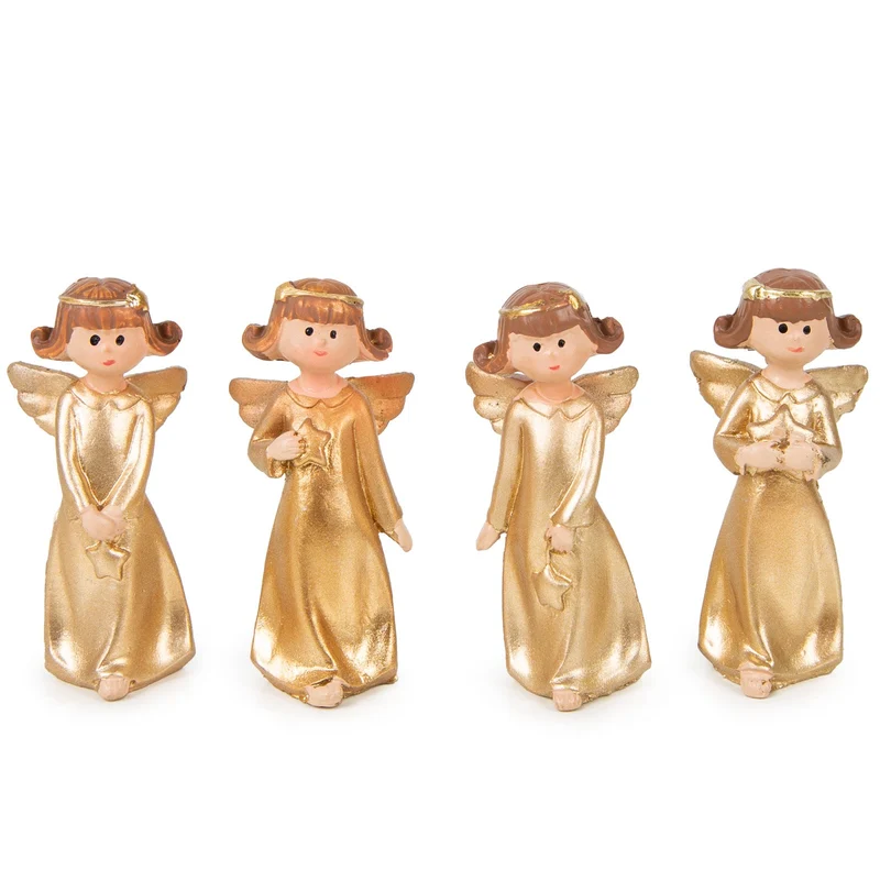 4 goldene Engel Figuren weihnachtliche Schutzengel 5 cm
