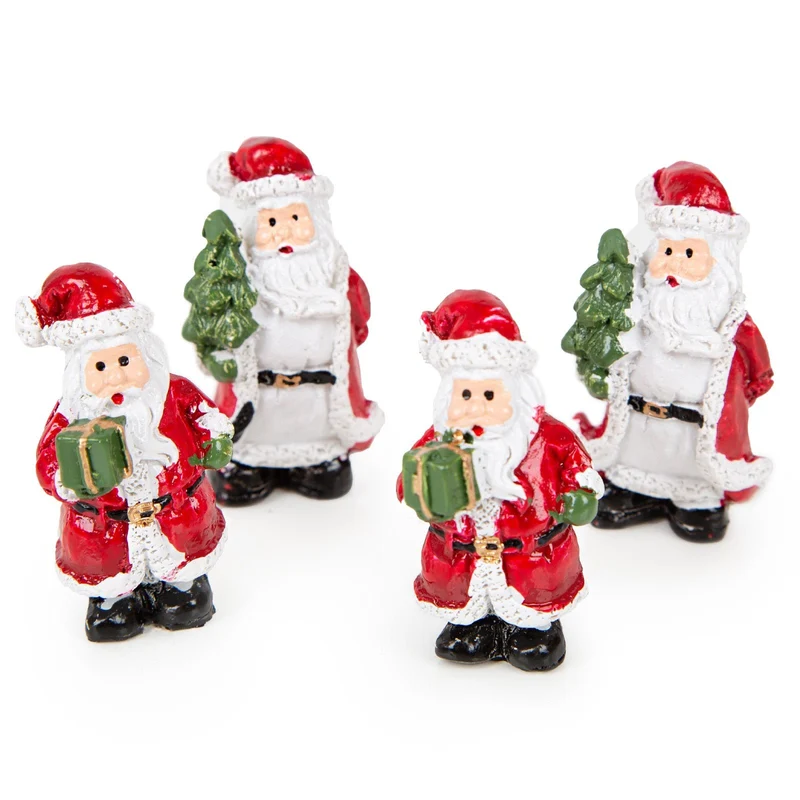 4 Weihnachtsmann Figuren - Nikolaus Dekofigur 5 cm Weihnachtsdekoration
