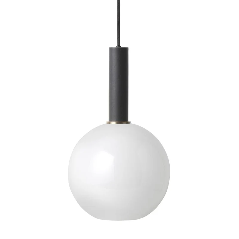 Lampenschirm Opal Shade mit langer Fassung Collect Pendant schwarz - ferm LIVING