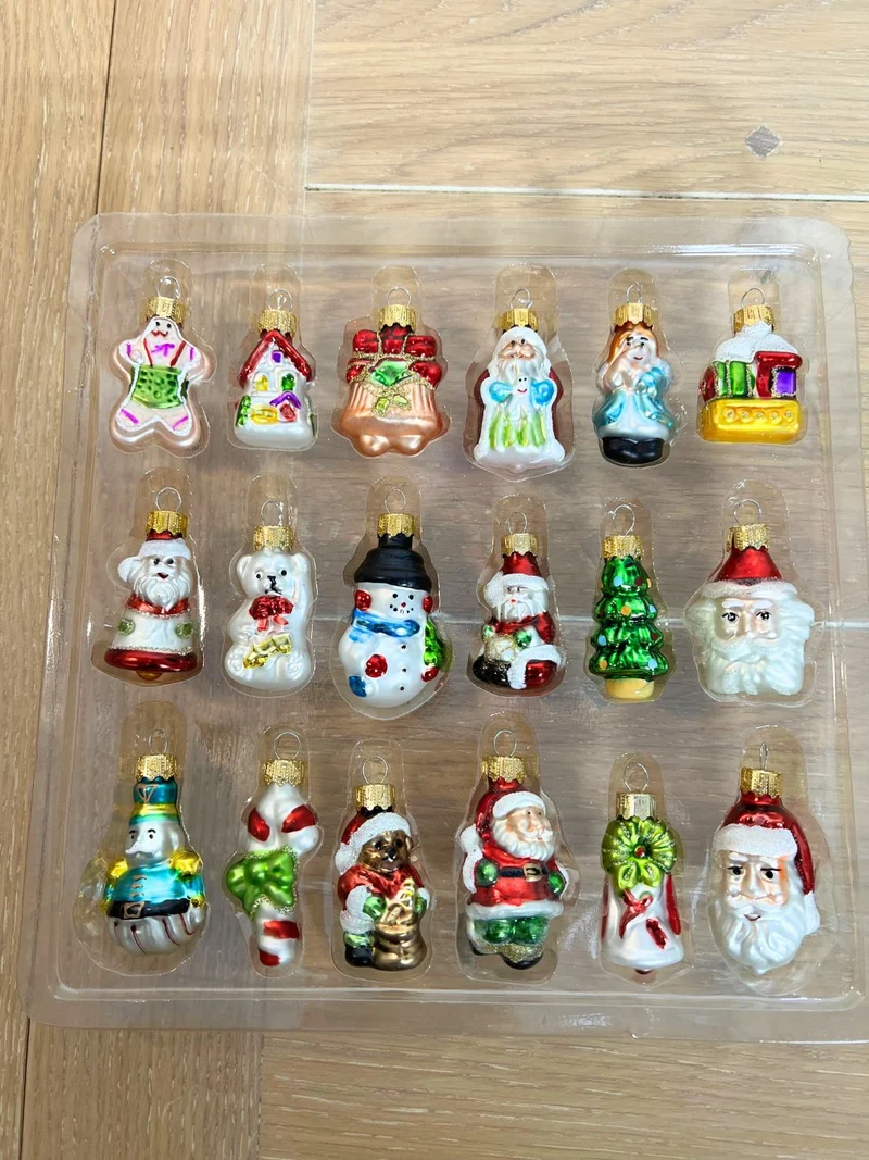 Weihnachtsbaumanhänger Set aus Glas