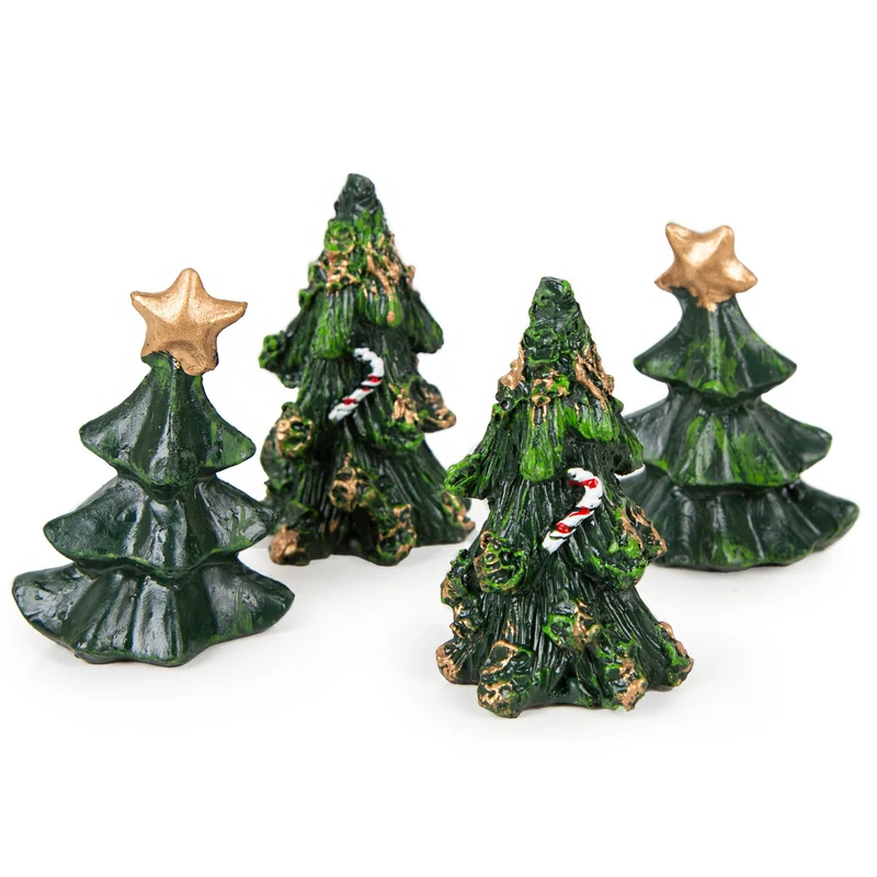 4 kleine Weihnachtsbaum Figuren 5 cm grün - Tischdekoration Weihnachten