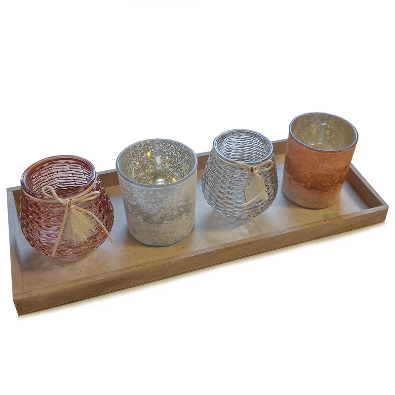 Logbuch-Verlag 4 rosa Windlichter für den Balkon als Deko Geschenk für Frauen als Tischschmuck zum Geburtstag 40 x 14 x 13