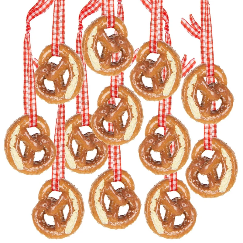 12 künstliche Brezeln zum Aufhängen - bayerische Deko Oktoberfest 3 cm
