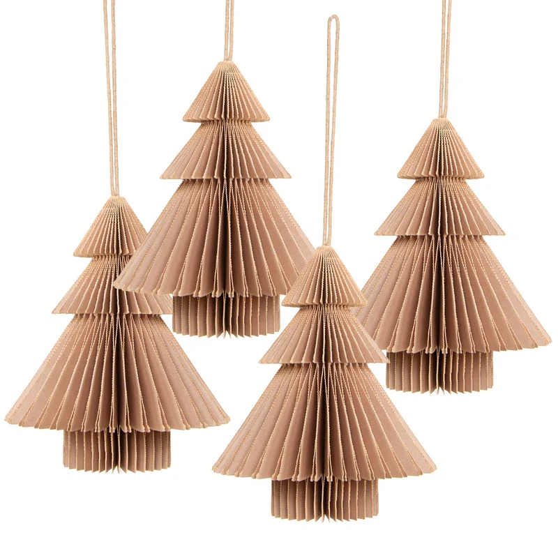 4 Weihnachtsbaum Anhänger Christbaumschmuck Tannenbaum braun 10 cm